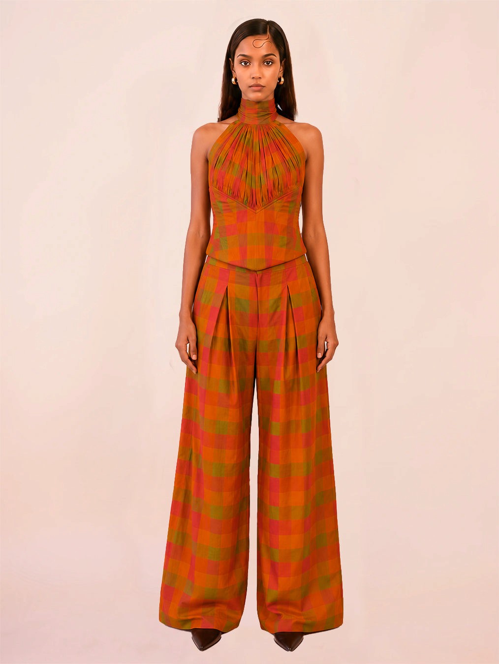 ARHA PANTS are our one of a kind pants, crafted in-house from a checkered vintage silk saree. 