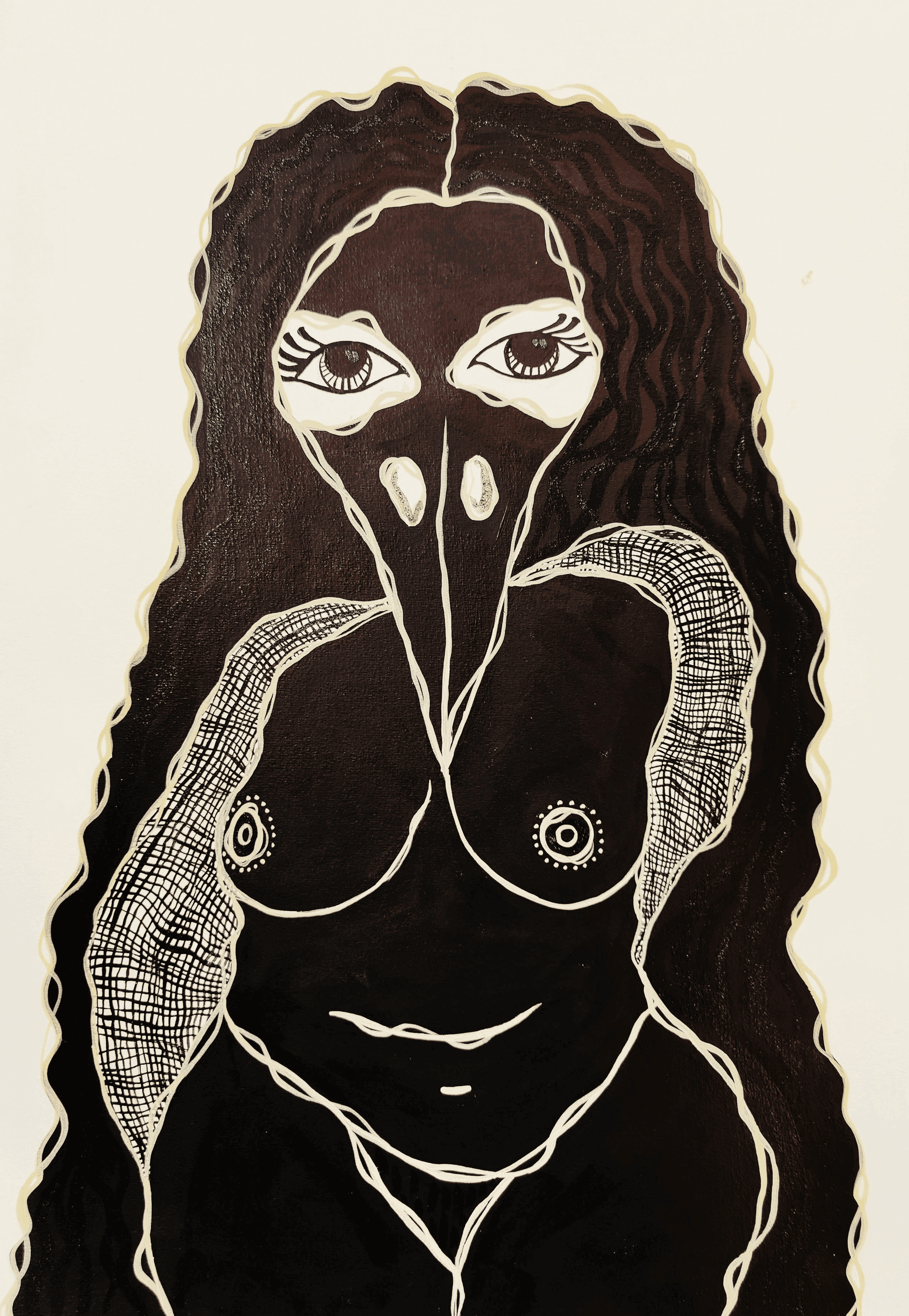 herd of sheep on road painting