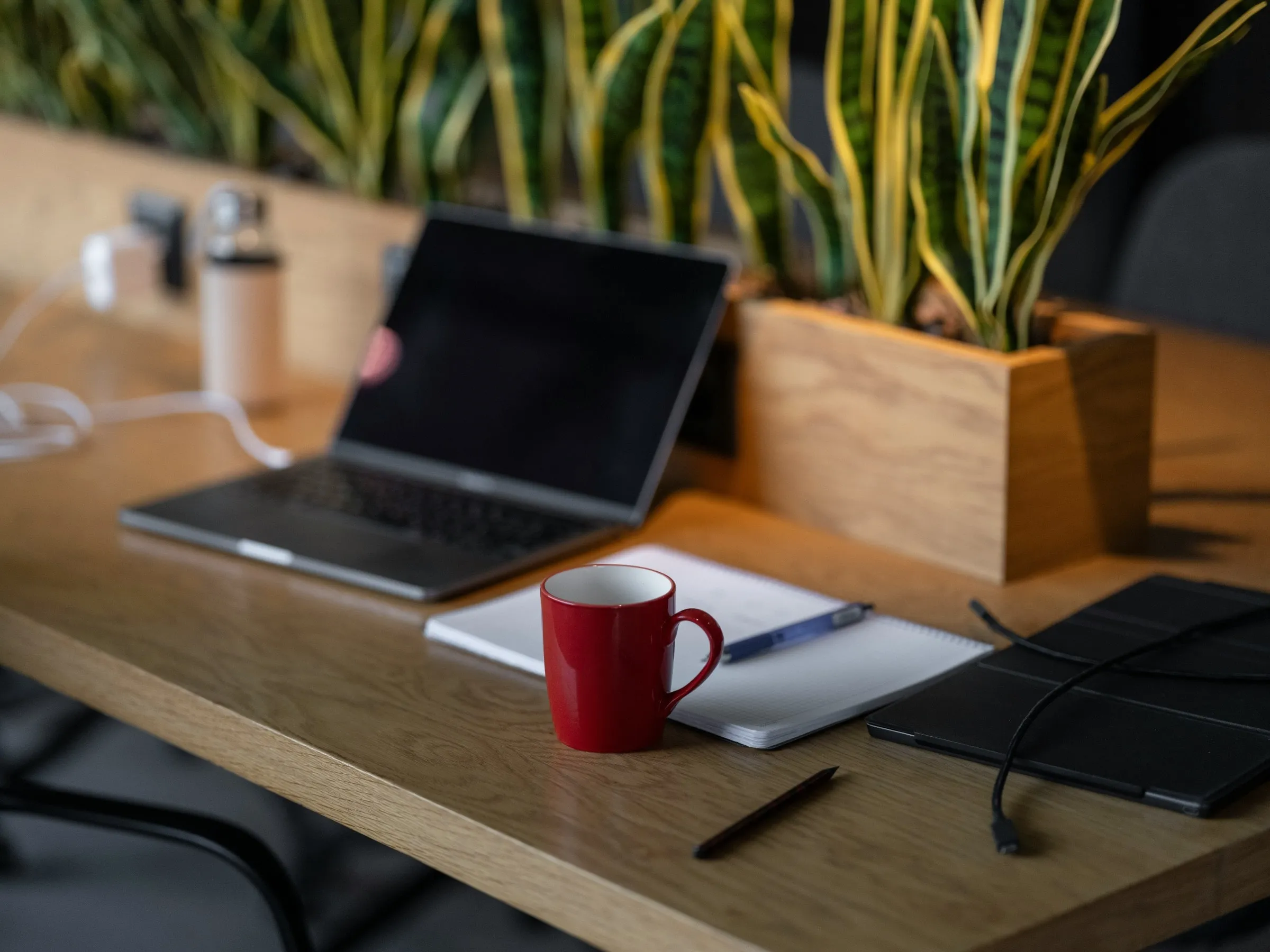 Laptop and coffee mug on desk