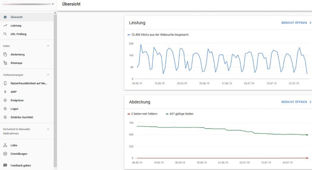 Neue Ansicht der Leistung und Indexabdeckung in der Goolge Search Console