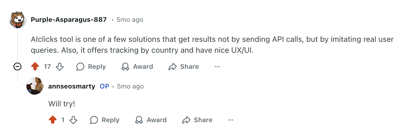AIclicks Reddit Example