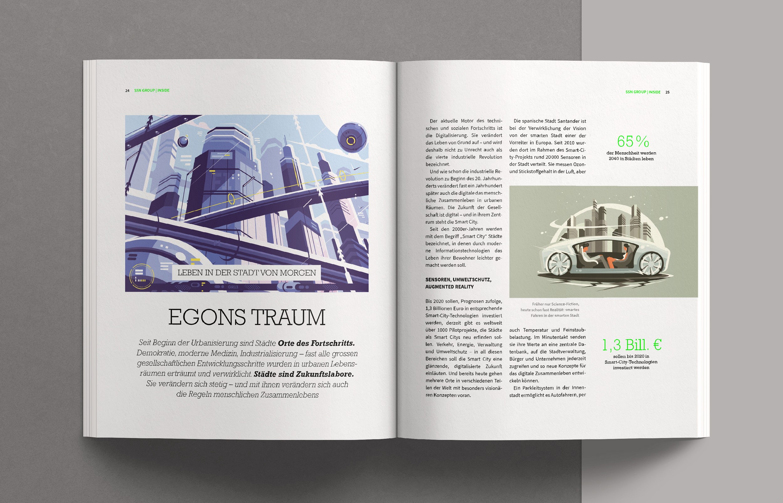 Editorial Design für das Magazin INSIDE – präzise Raster, klare Bildsprache und typografische Balance