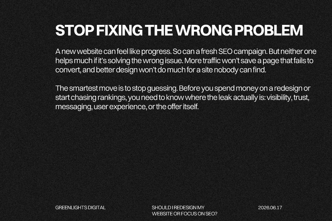 Should i redesign my website or focus on seo first