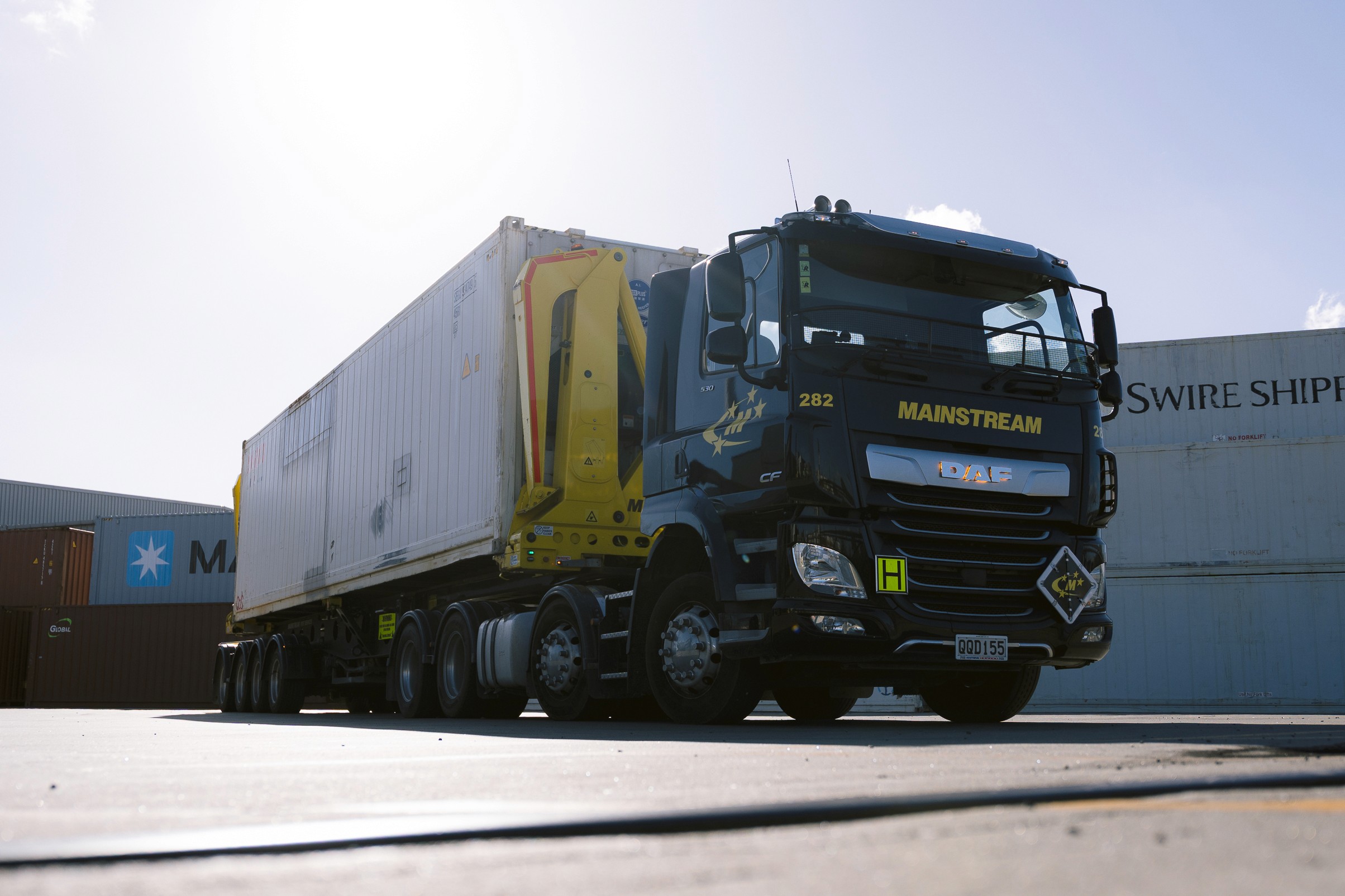 Aerial view of a logistics facility with surrounding roads
