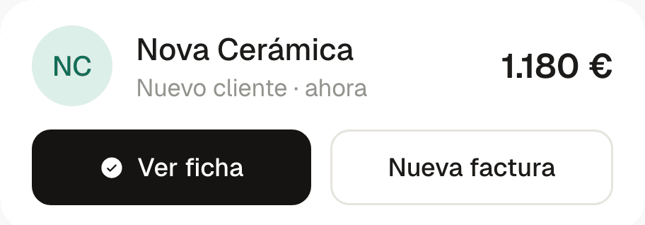 Cliente Nova Cerámica, ver ficha o nueva factura