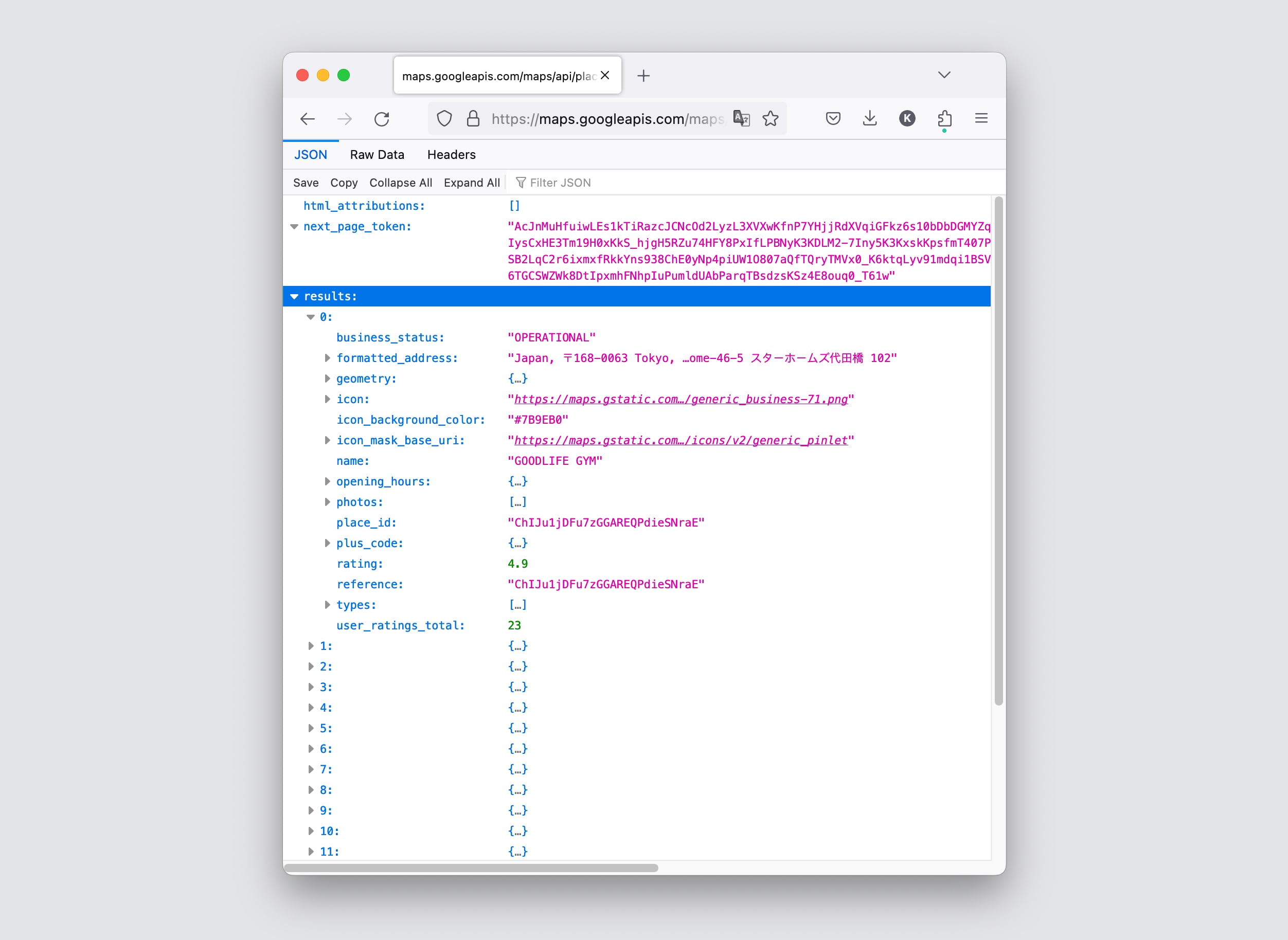Debug your API request using a browser. 