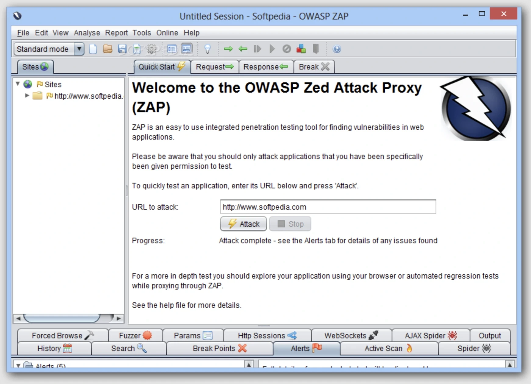 OWASP ZAP Dashboard