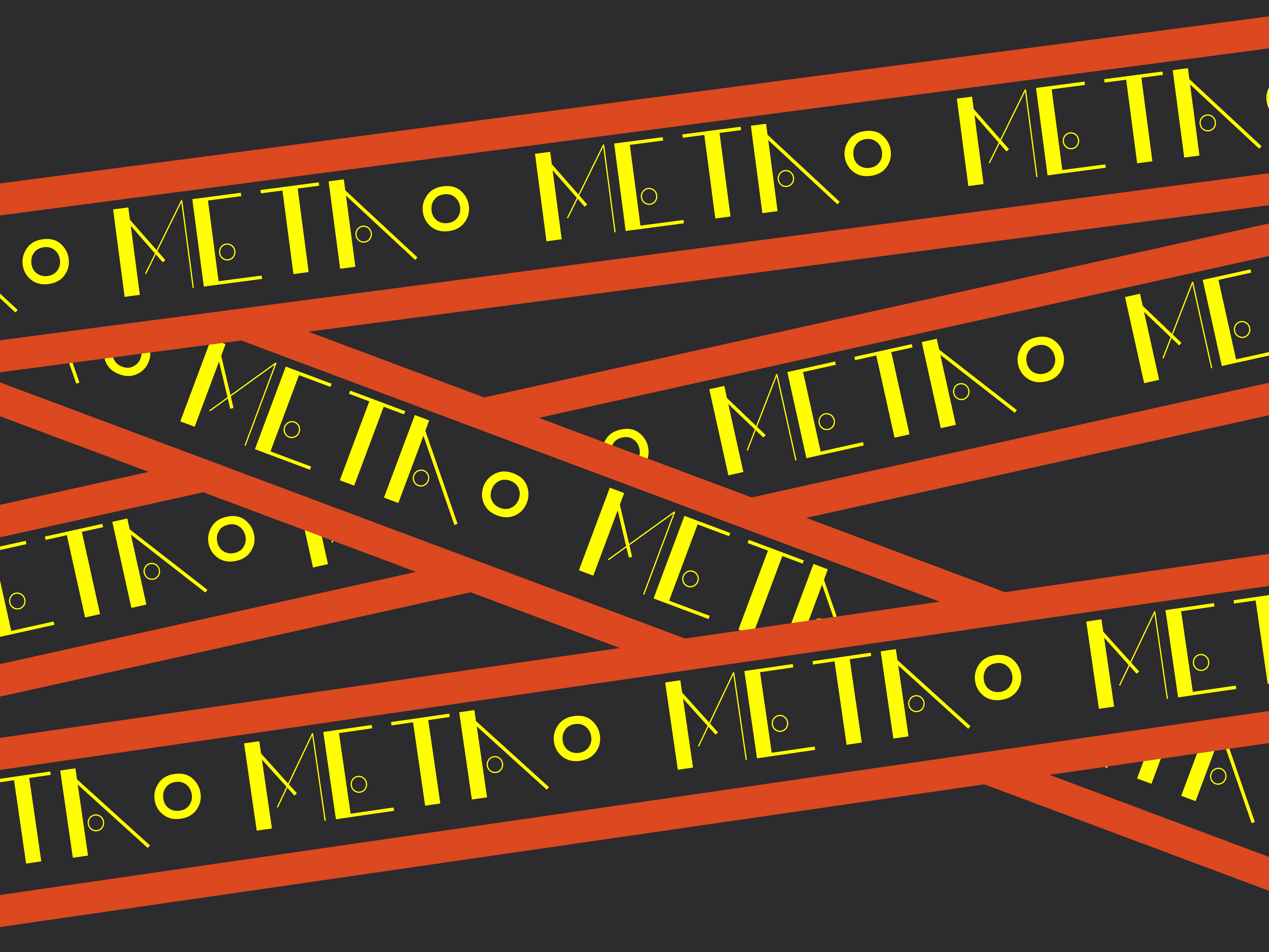 stripes across image in red and yellow with unique typeface