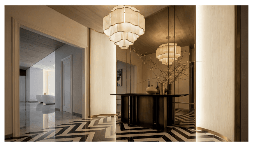 Contact section image featuring a modern interior design space.