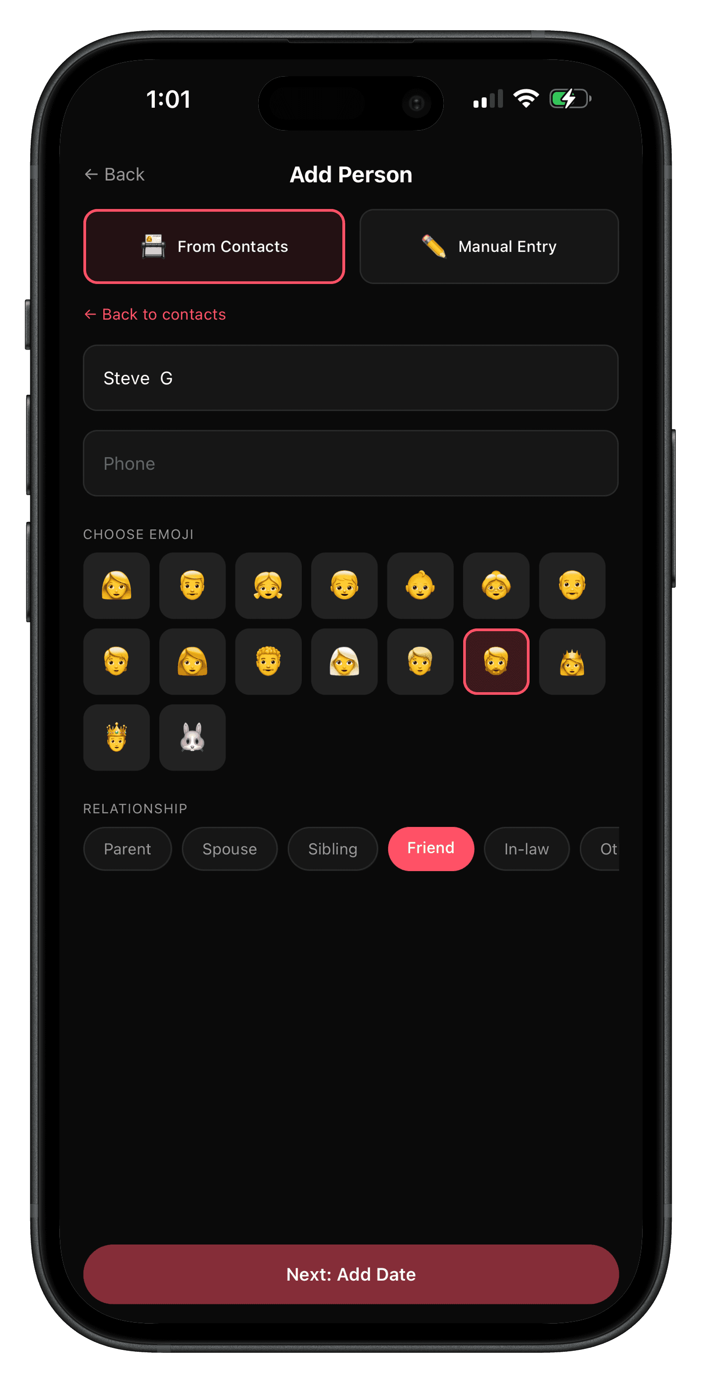 App screen showing crypto market