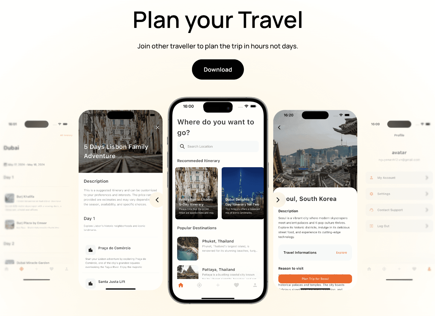 Travel Planner App Screenshots