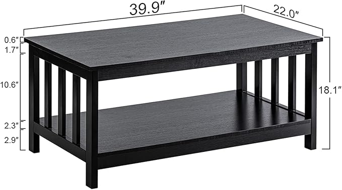 Black wood coffee table brings elegance and charm to any space.