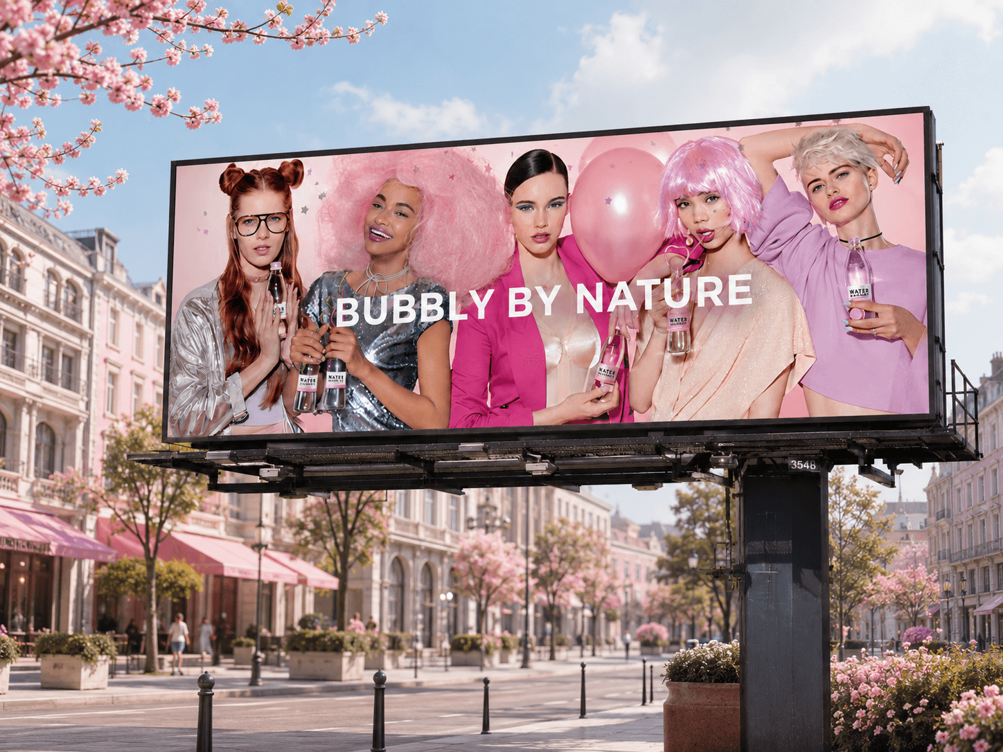 Water by Radenska mineral water branding and pink lifestyle packaging