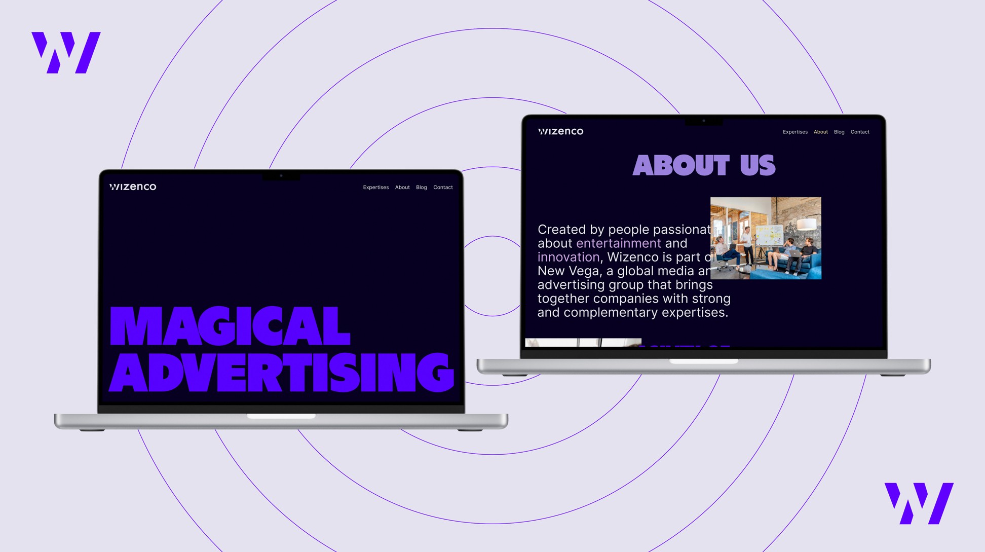 Maquette du site internet de Wizenco.