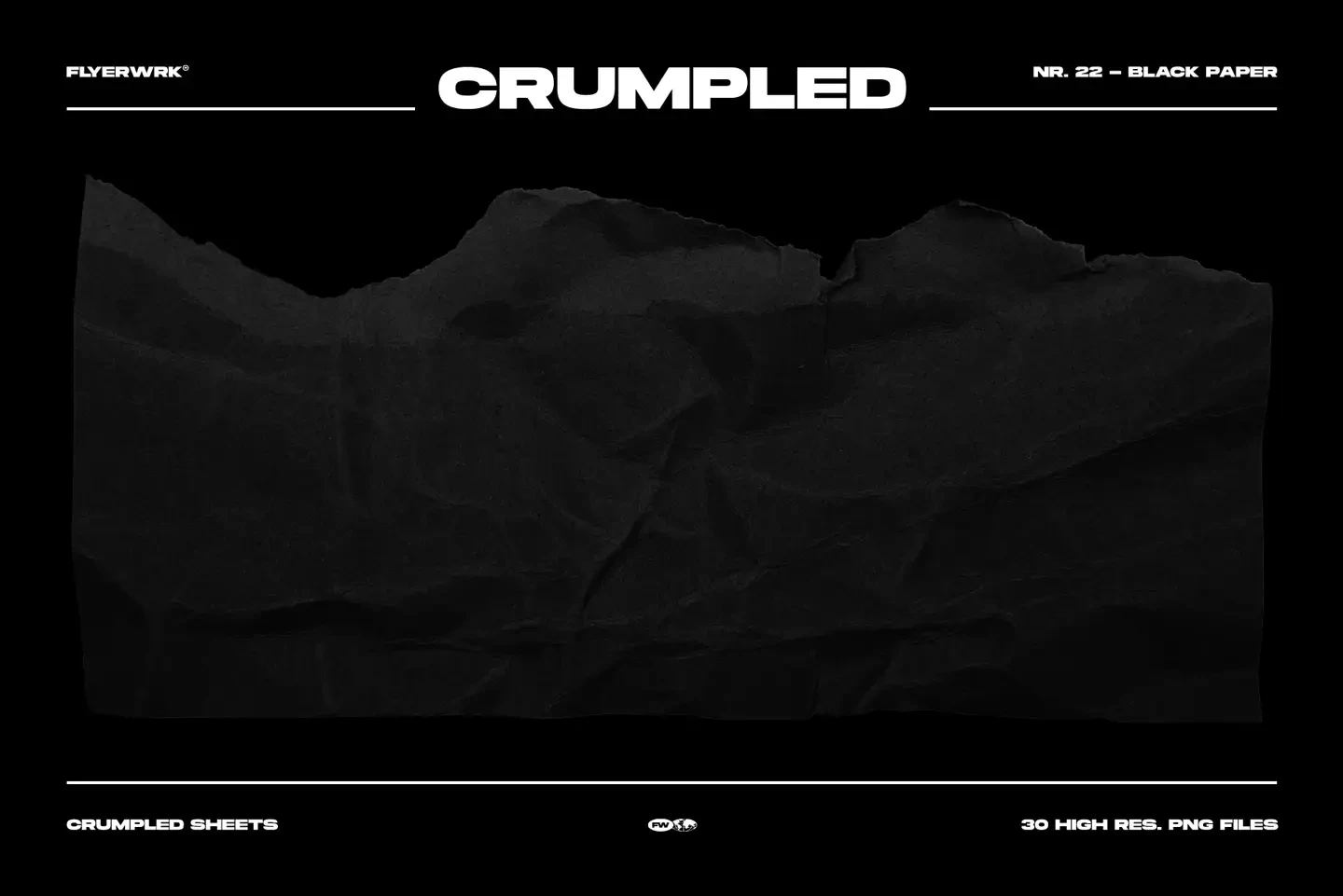 Large black crumpled paper sheets texture perfect for neo brutalist and anti design poster backgrounds
