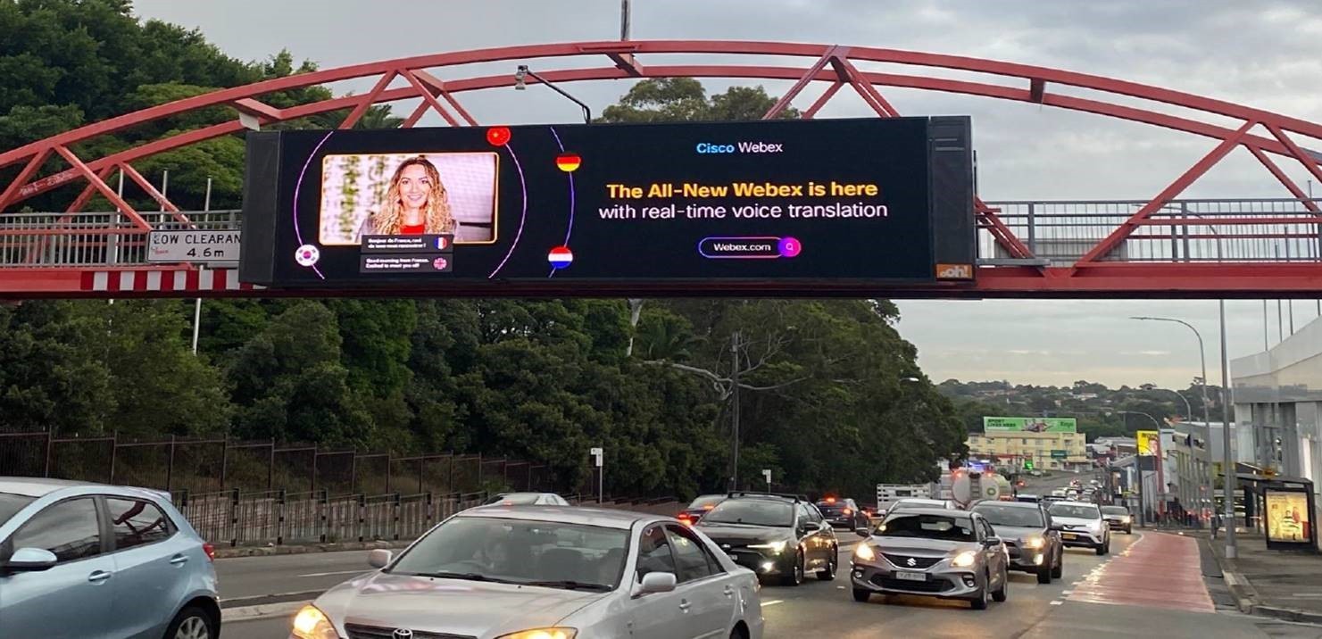 Cisco Webex advert over a busy road