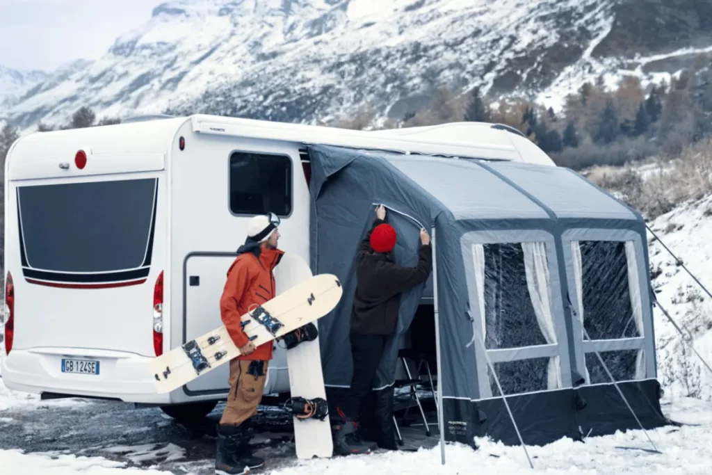 Inflatable awnings for VW Transporter are sturdy for all weather