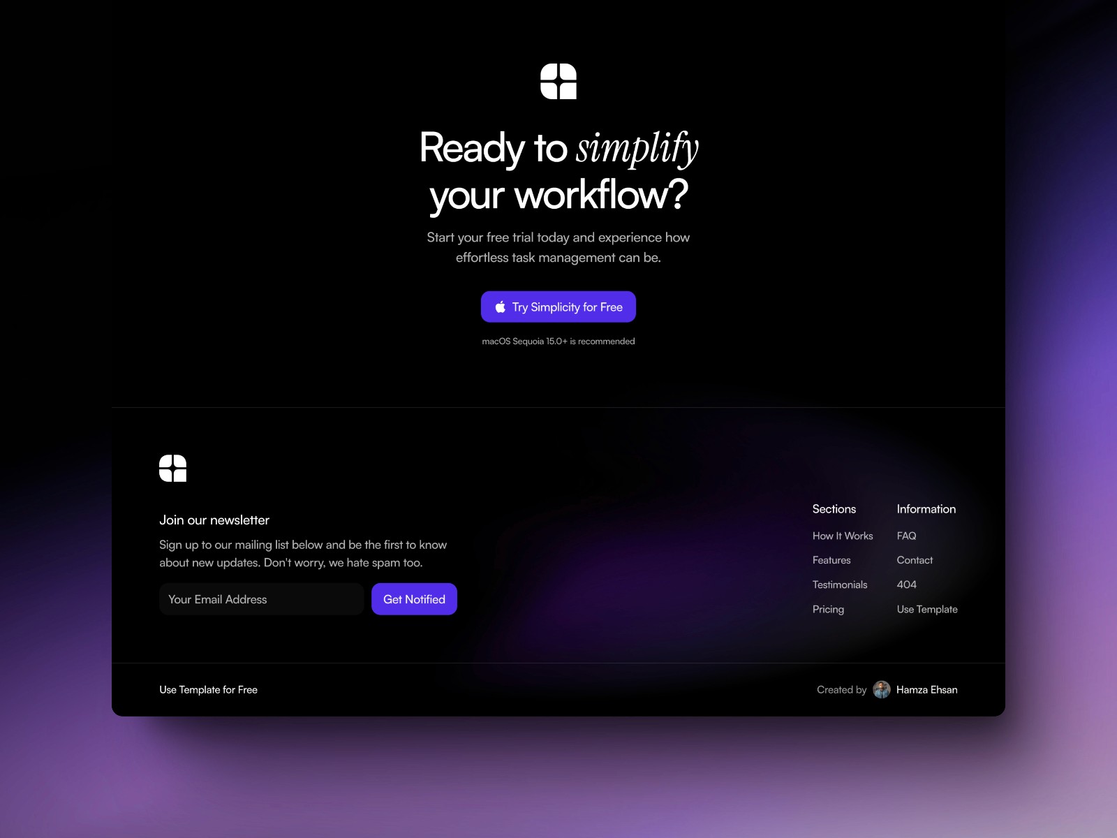 Simplicity — 高级暗黑极简 SaaS 产品官网设计灵感