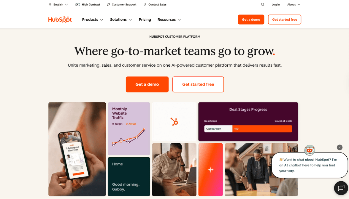 Hubspot, all-in-one platform that combines CRM with marketing and service tools