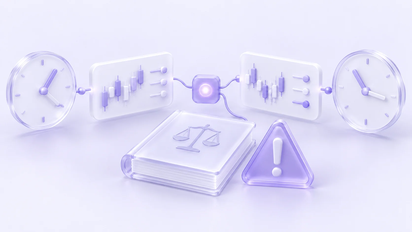 Offset quote clocks beside a rulebook and caution symbol