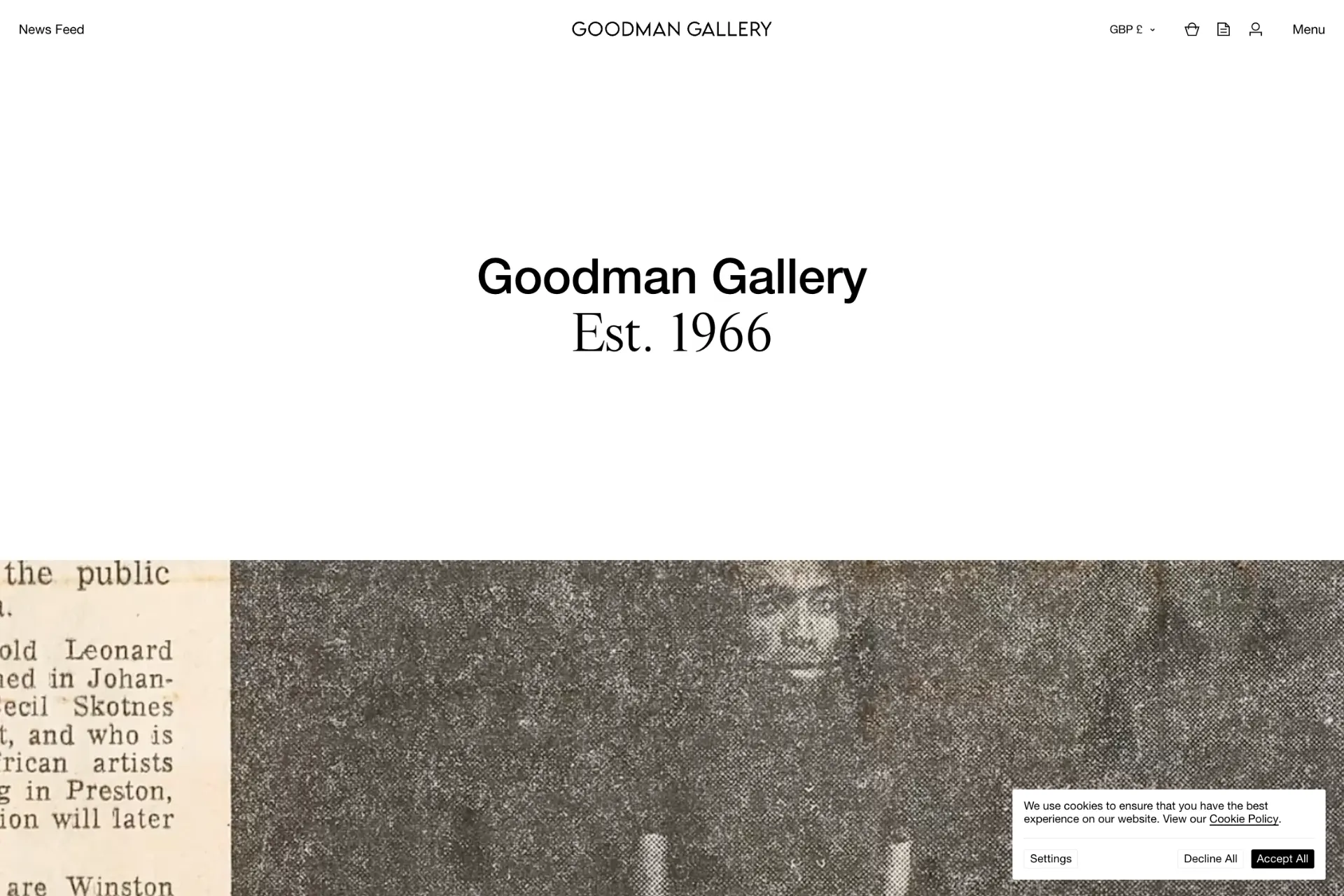 Screenshot of Goodman Gallery website