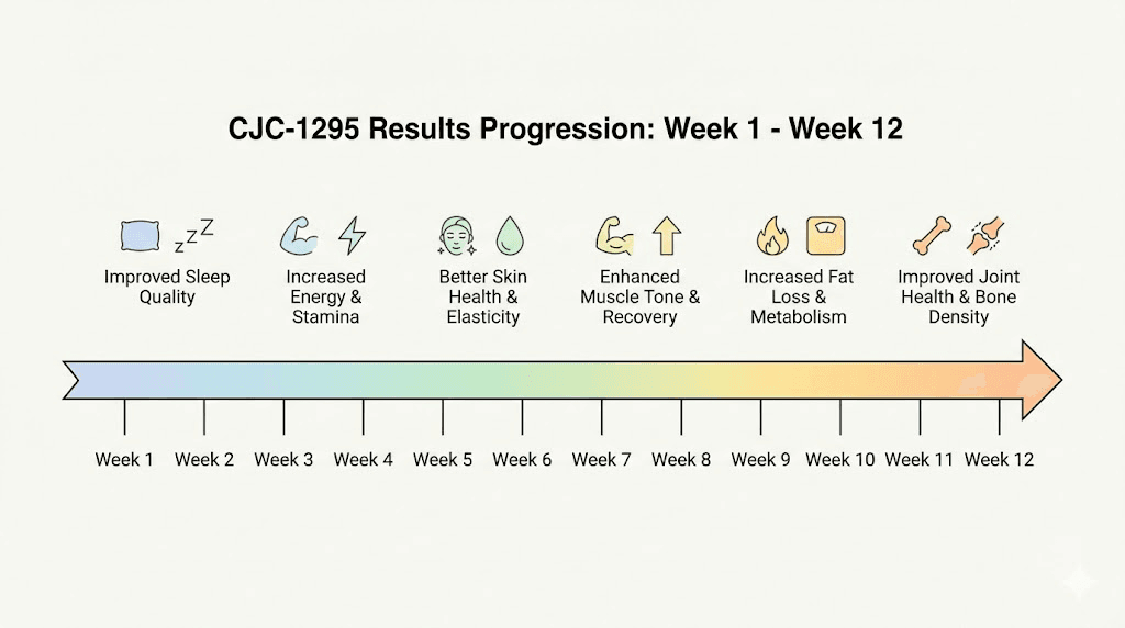 CJC-1295 peptide results timeline week by week