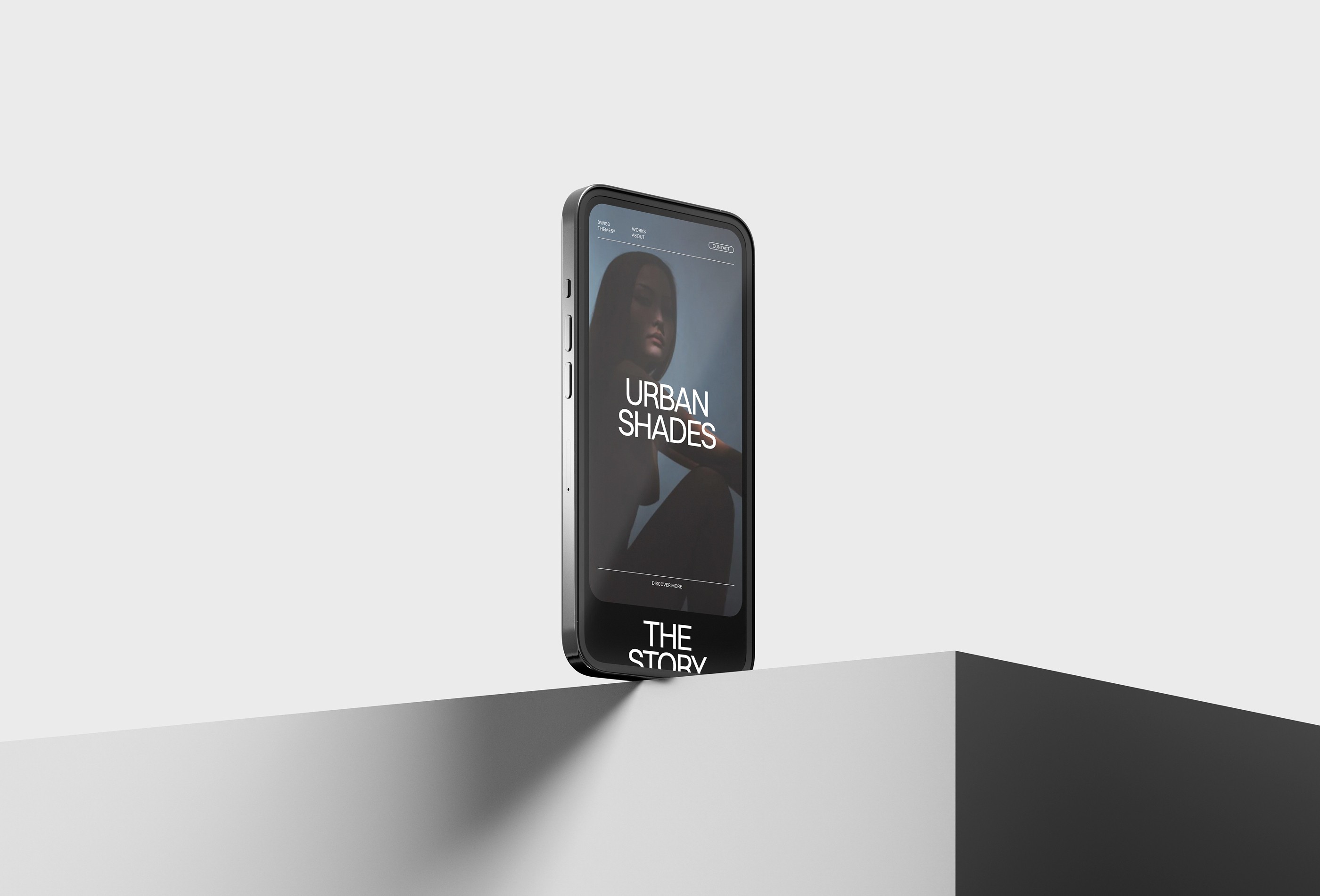 Swiss Minimal Template Mockup: Mobile View on Phone