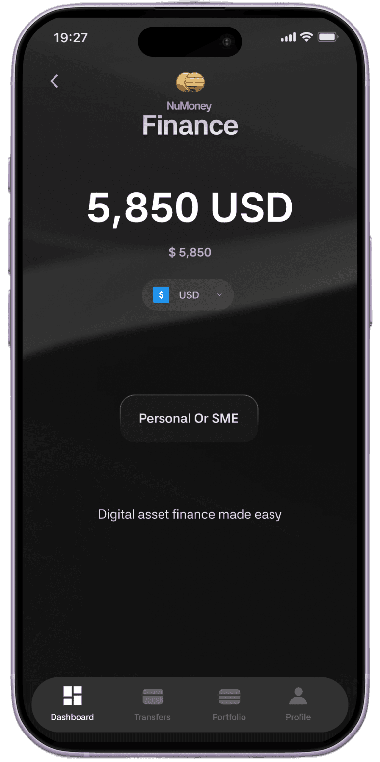 Mobile UI mockup of financial app