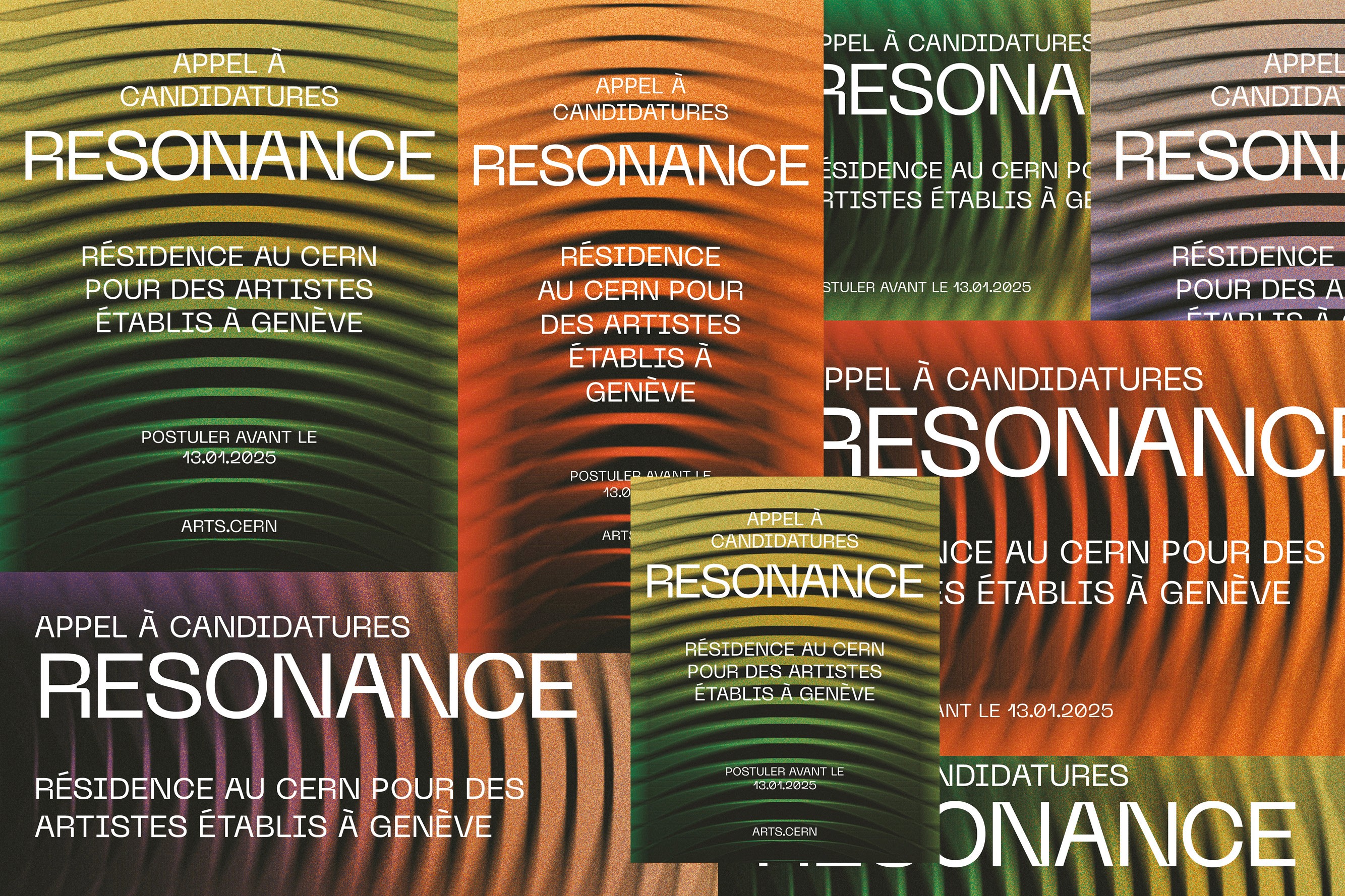 Poster collage of artistic residence Resonance by Arts at CERN