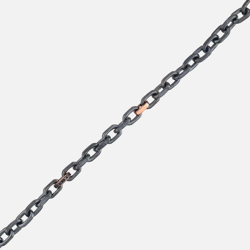 Assos 0.12 Karat Pırlantalı 14 Ayar Rose Altın Erkek Bileklik