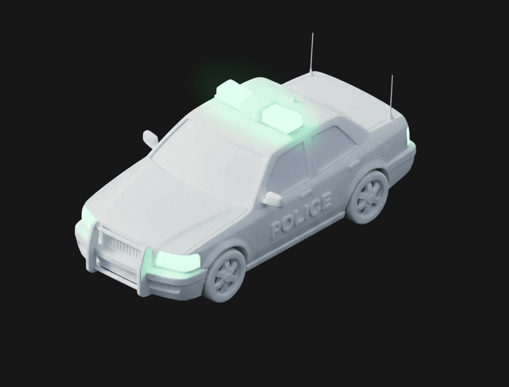 An isometric 3D illustration of a police car