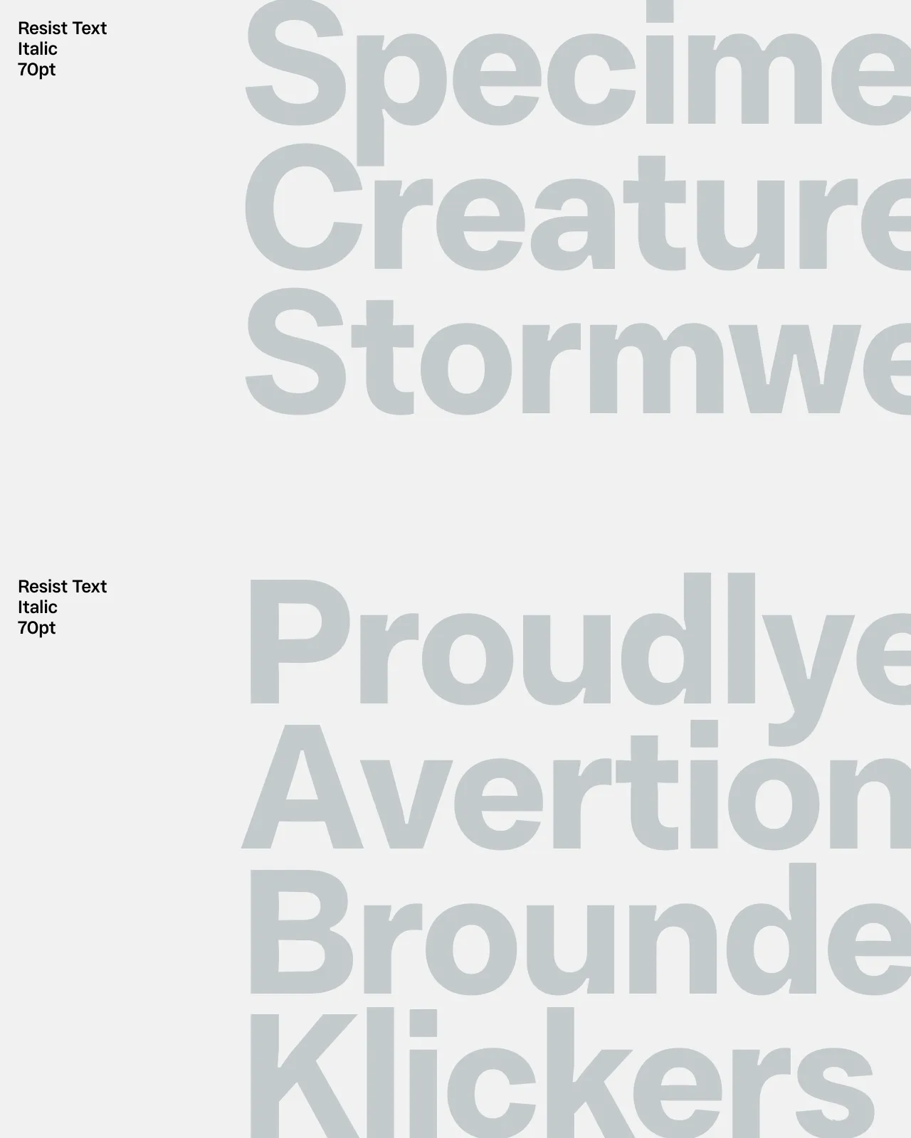 Resist Sans Text specimen