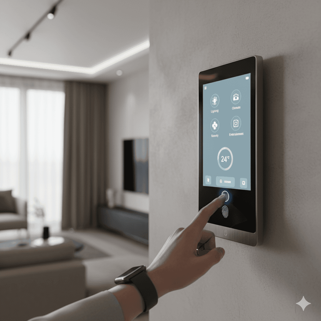 Smart home automation system and digital features in a luxury apartment at M3M Mension