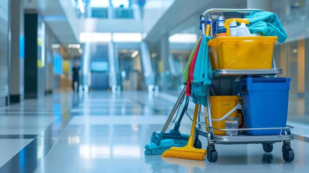 Evergleam commercial cleaning trolley for office cleaning services in Manchester