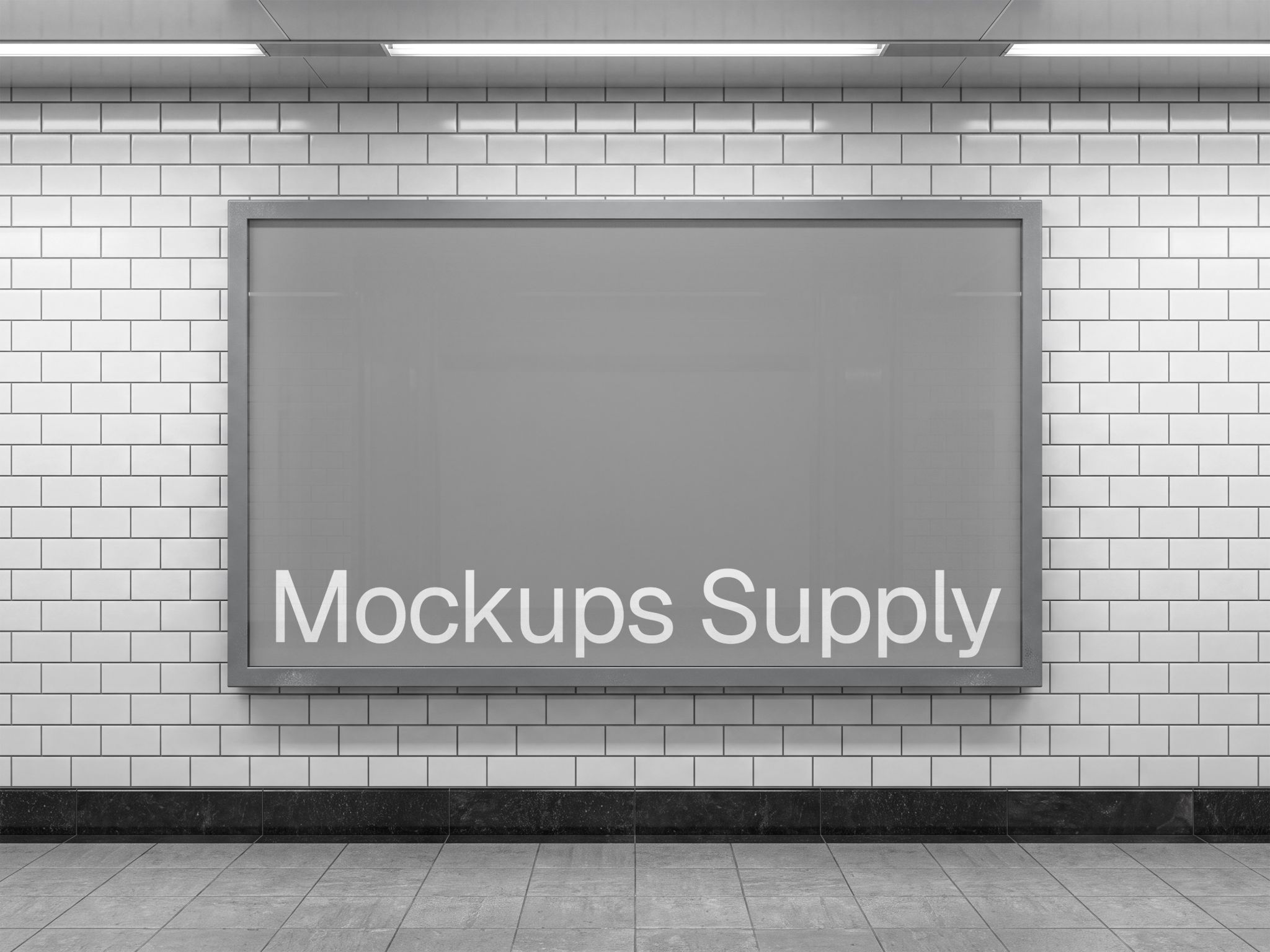 Subway wall billboard mockup