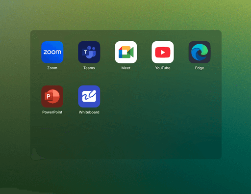 The shortcuts panel on the Launcher home screen, displaying a variety of different shortcuts to apps, websites, and resources