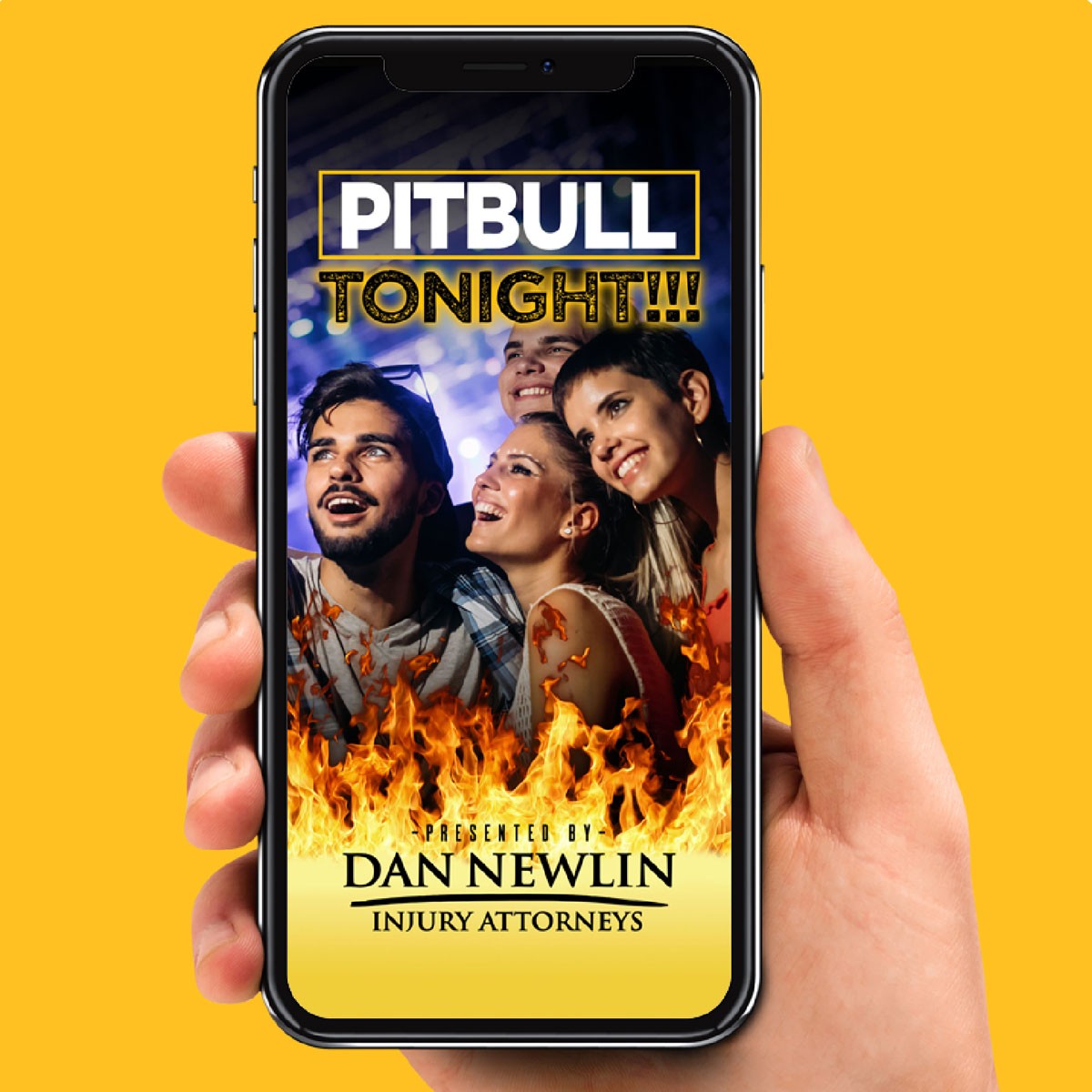 Photo of Dan Newlin Injury Attorneys free Pitbul Concert website