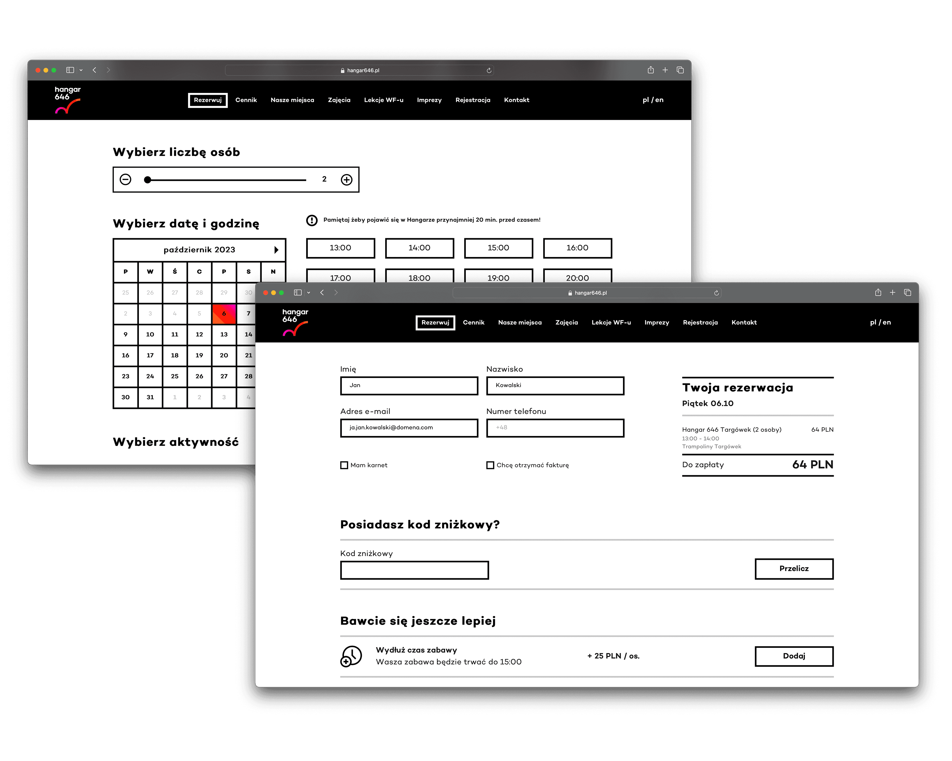 Ekran przeglądarki pokazujący ścieżkę zakupu biletów w systemie sprzedażowym Going. Places z funkcjami płatności voucherem, obsługi kodów rabatowych, sprzedaży abonamentowej, karnetów czy biletów