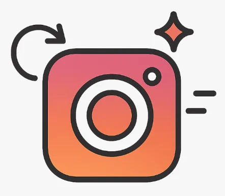Icône automatisation réseaux sociaux - Logo Instagram avec refresh automatique