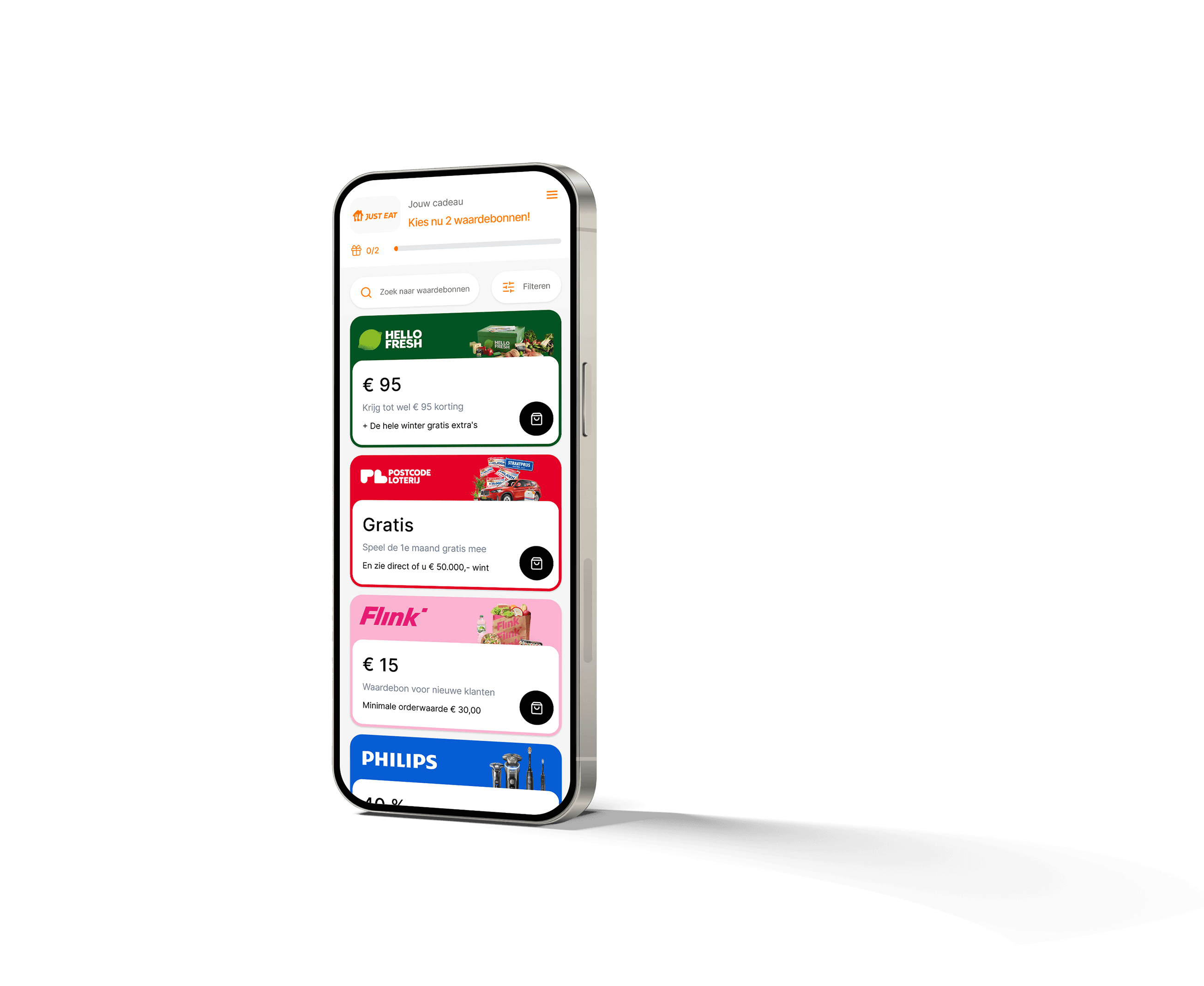Smartphone met het Sovendus Voucher Network productscherm