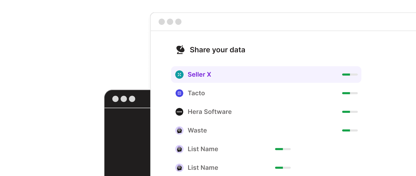 Screen showcasing a view to share your ESG data requested by external parties. 