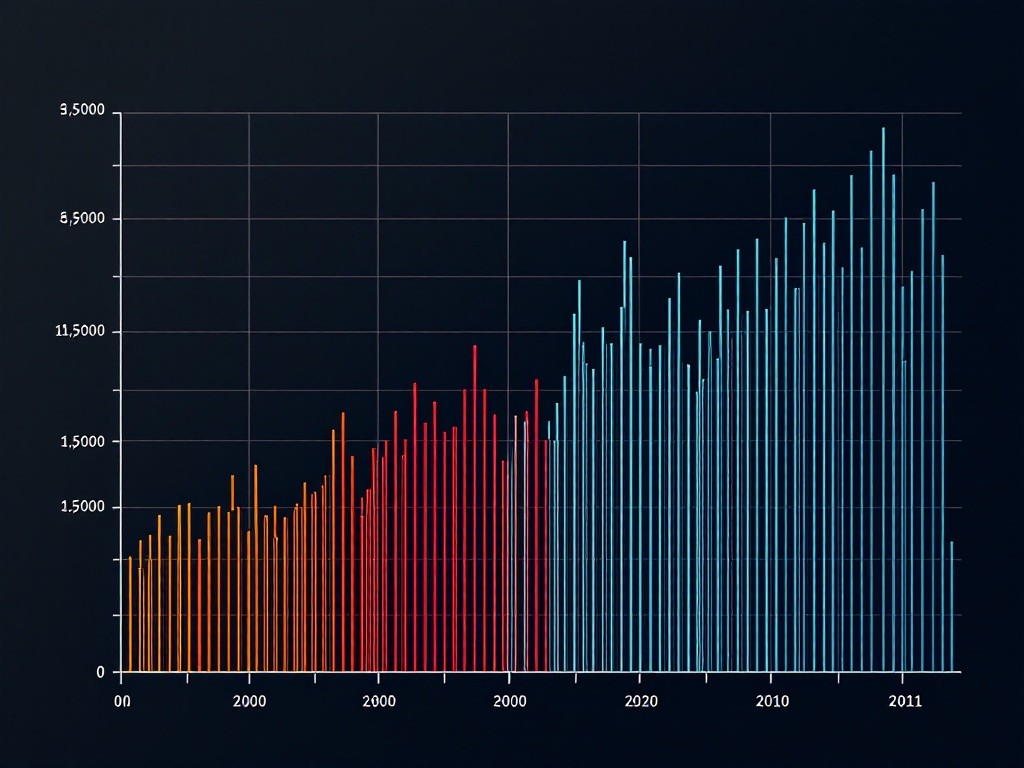 A bar chart showing the growth of a company over time.