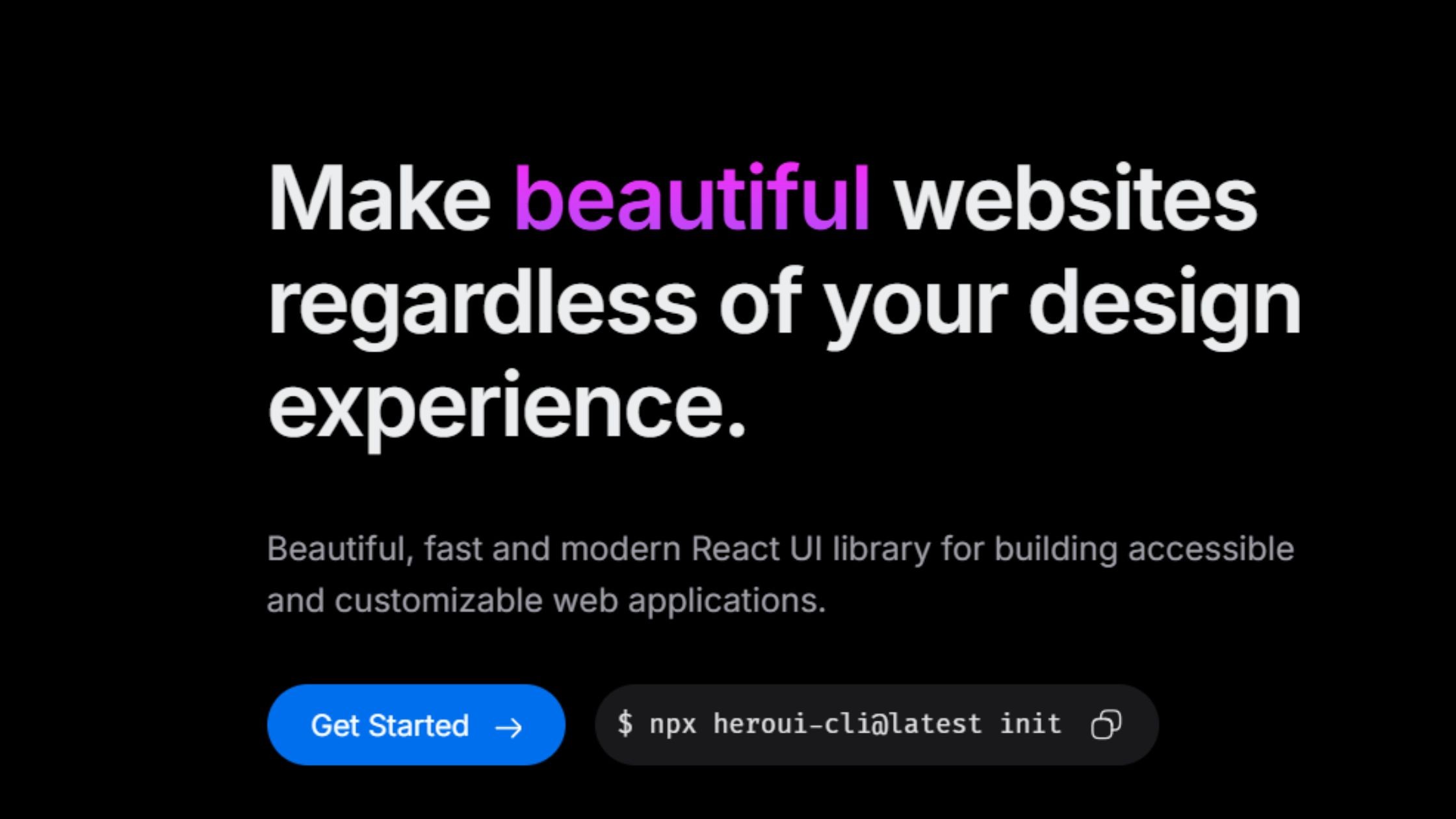 HeroUI landing page hero section
