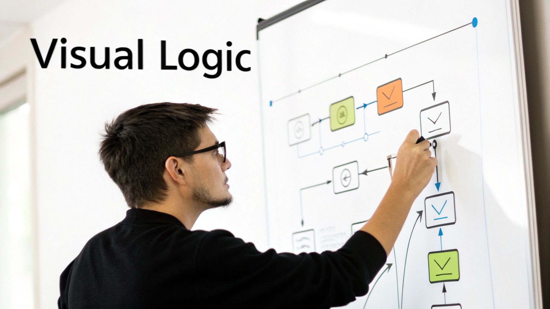 A visual representation of an app's logical workflow and database connections.