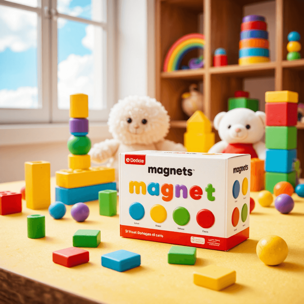 product photography of a box of magnets