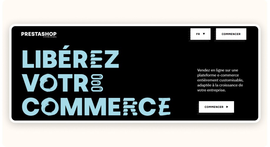 PrestaShop homepage.