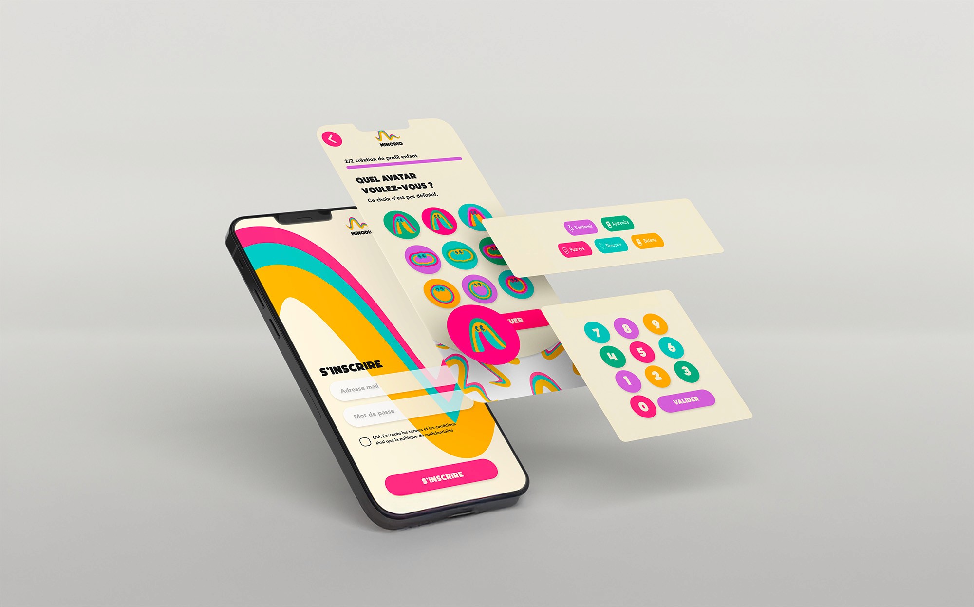 Écrans d'une application à destination des enfants