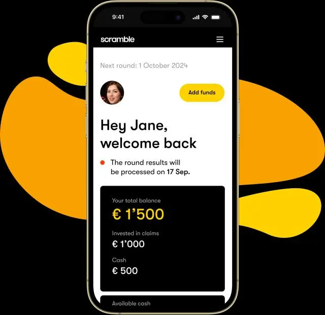 Menu de Investimento na Scramble na app