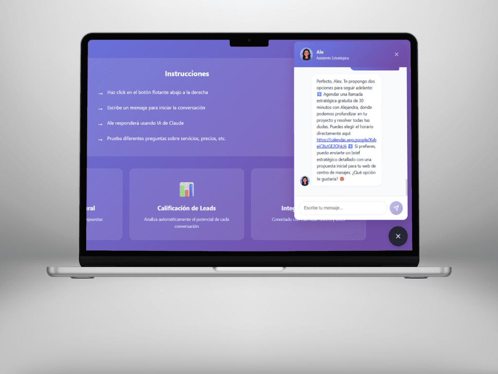 laptop showing bot conversation demo