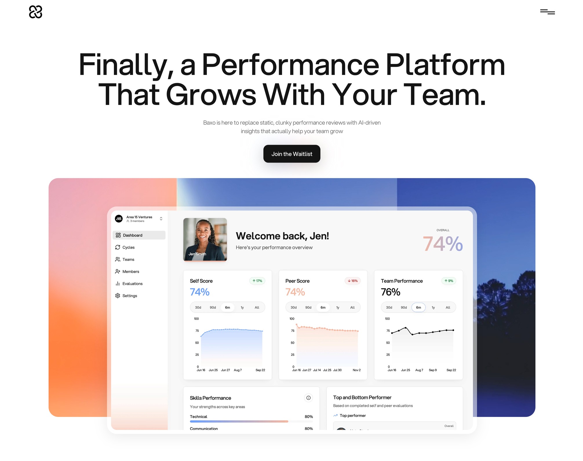 Screenshot of Baxo home screen